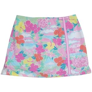 Vintage Lilly Pulitzer Skort Women 4 Tropical Floral Print Preppy Y2K Mini Skirt